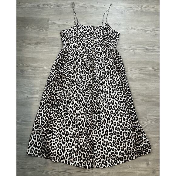 H&M Dresses & Skirts - H&M Spaghetti Strap Linen Blend Button-Detail Leopard Print Dress Womens Size XL